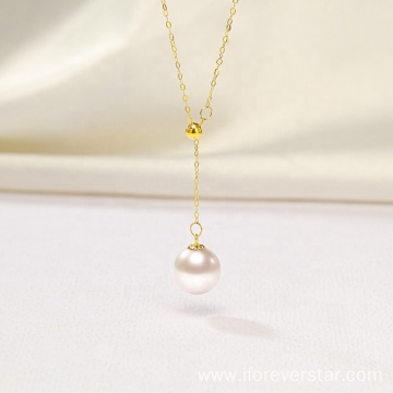 18k gold jewelry real freshwater pearl necklace